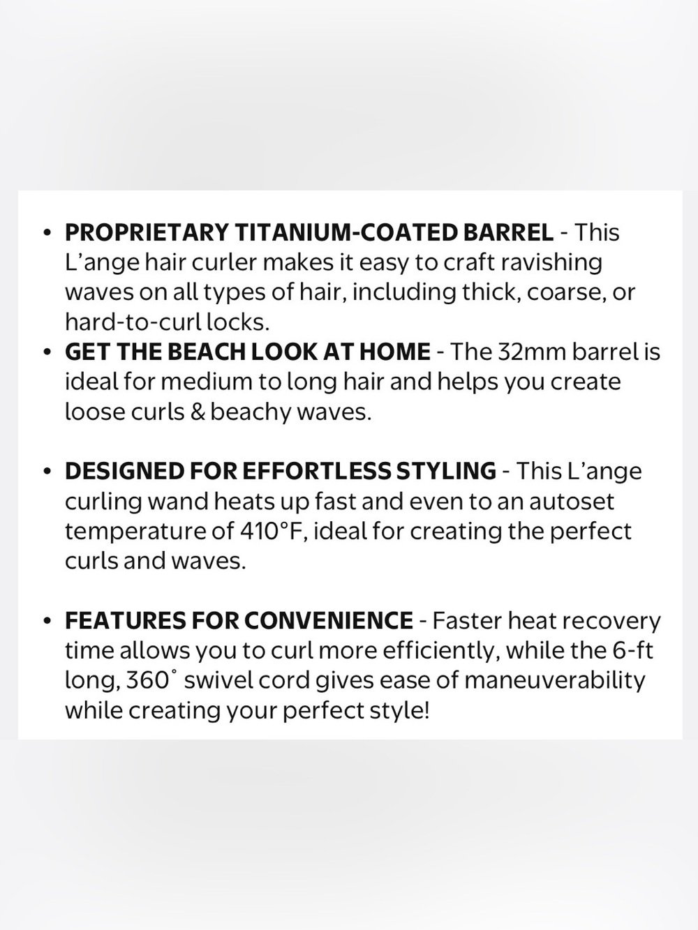 L’ange Titanium 1.25 Clip Free Barrel Curling Wand Versatile Waves - Picture 3 of 3